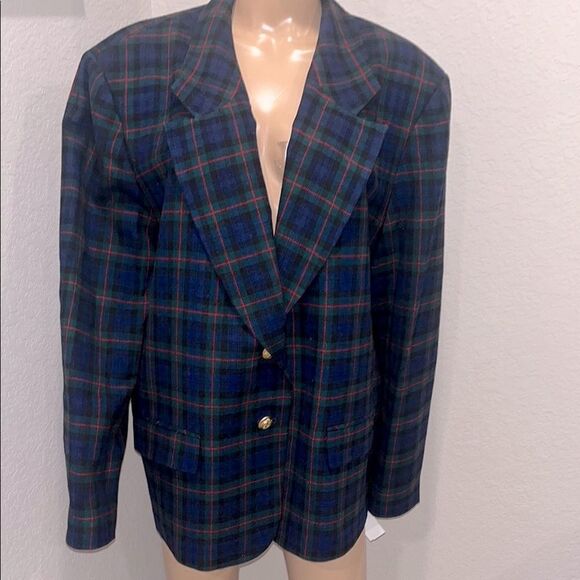 Vintage Pendleton wool Plaid Blazer with Gold Buttons - Picture 1 of 6